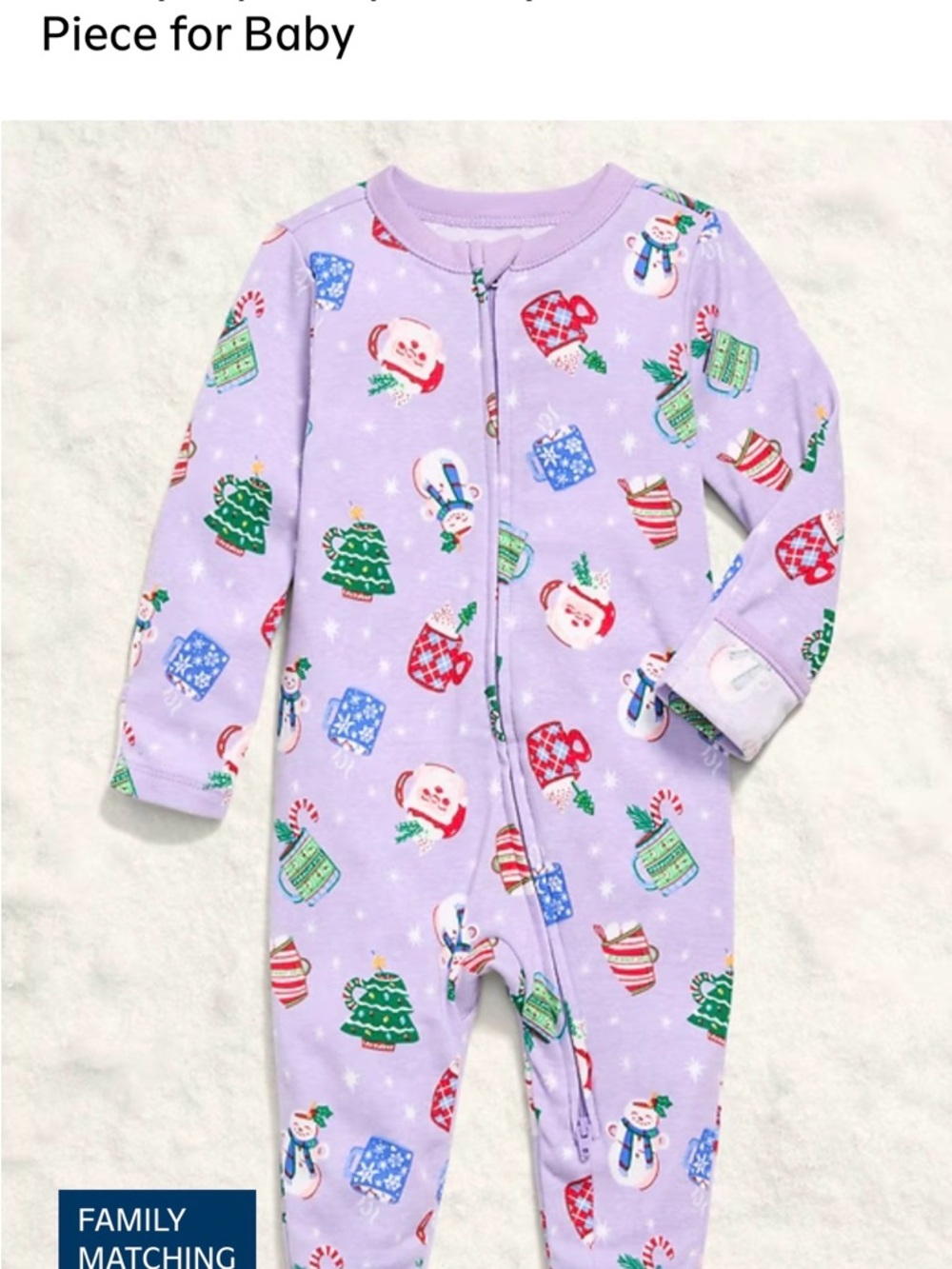 Lilac Holiday Print Baby One-Piece Pajamas 6-9mos